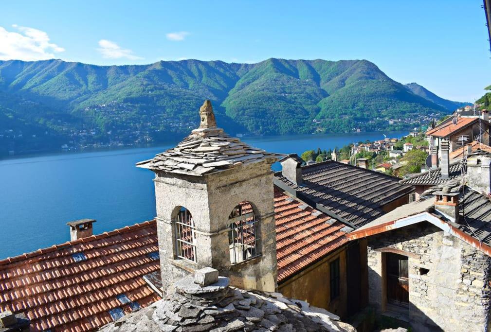 Romantic Home Stone With Amazing View Lake Of Como And Oleandra 라글리오 외부 사진