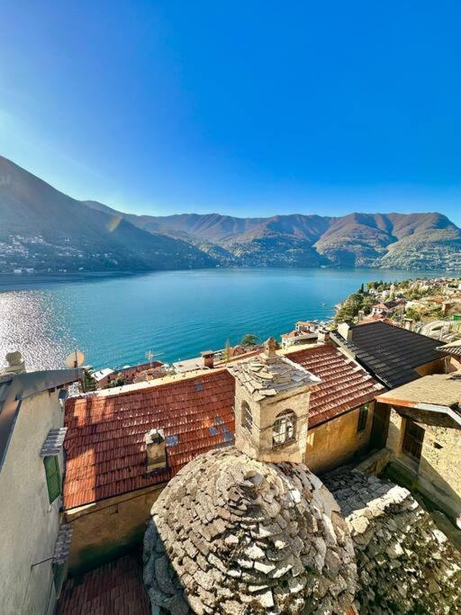 Romantic Home Stone With Amazing View Lake Of Como And Oleandra 라글리오 외부 사진